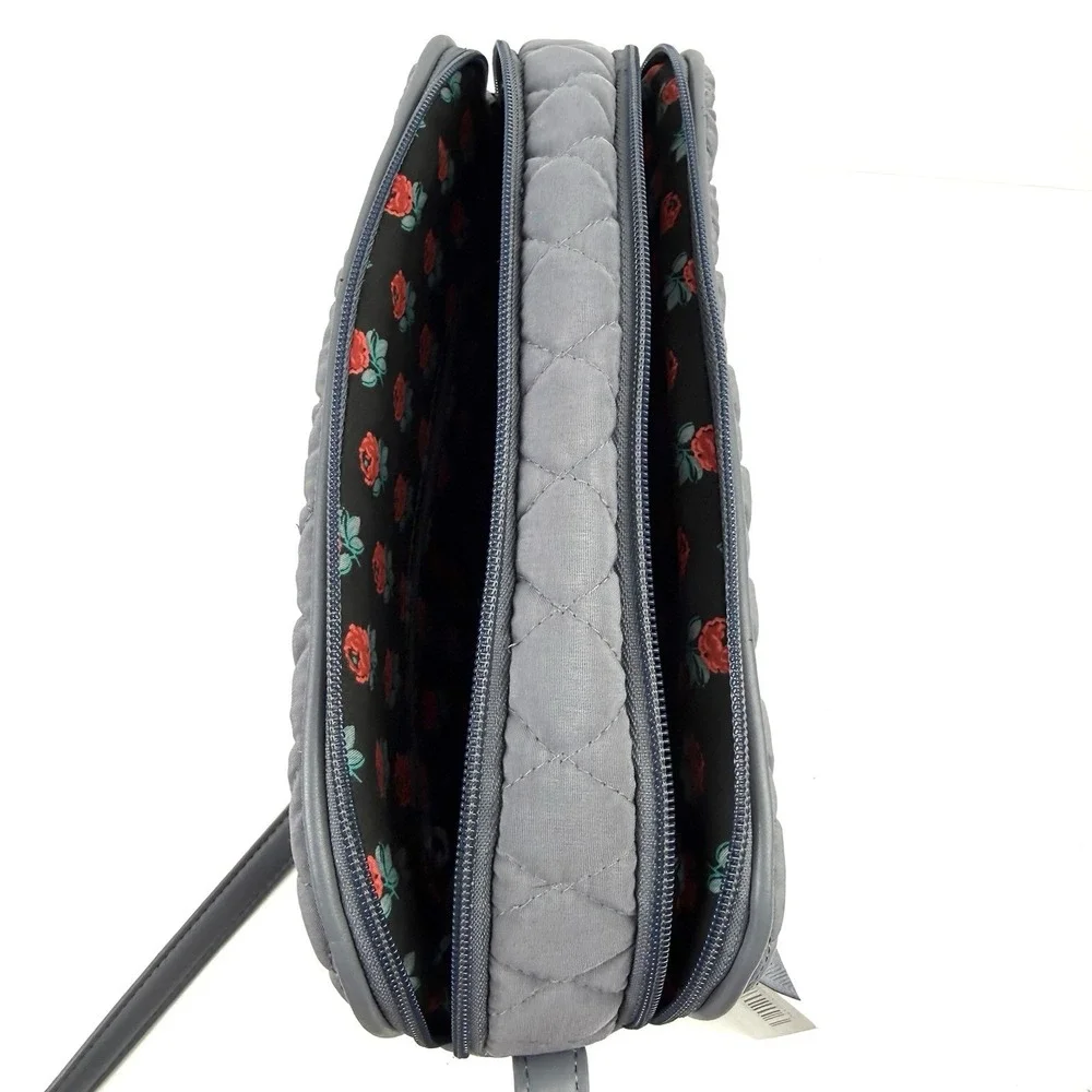 Vera Bradley Trimmed Crossbody Bag WITH‎ Wallet Carbon Gray Microfiber NWT